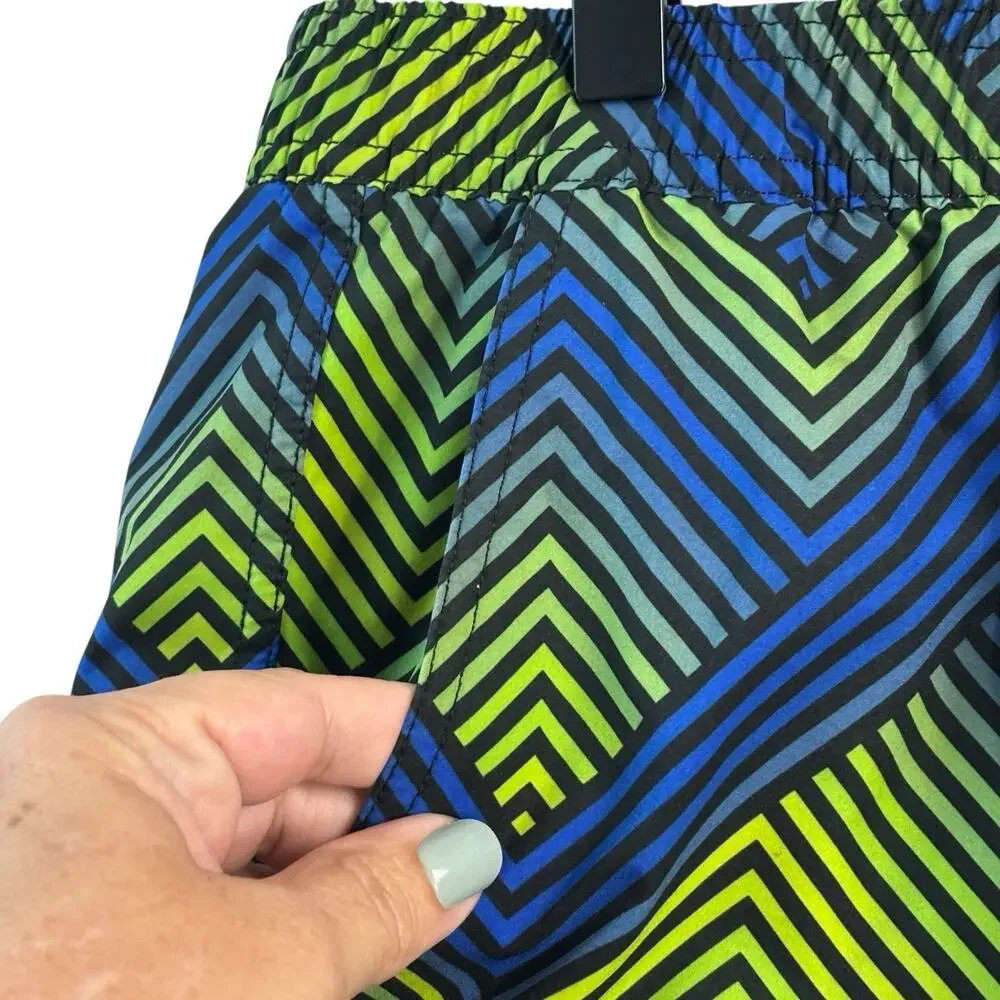 Psycho Bunny Swim Trunks Large Blue Green Adrian Chevron Logo Board Shorts Beach